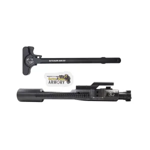 BHA Precision Complete AR-15 5.56/300 Black Nitride Logoed Bolt Carrier Group With AR-15 Mil-Spec Black Logoed Charging Handle