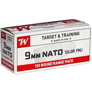 Winchester Ammo USA9NATO USA  9mm NATO 124 gr Full Metal Jacket (FMJ) 150 Bx/ 5 Cs