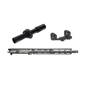 VKTR VK-1 UPPER COMBO KIT, 5.56mm, 16 Barrel w/ A2 Muzzle Device, W/Crimson Trace Hardline LPVO 1-6x24mm MOA Scope, Warne QD X-SKEL 34mm Scope Mount