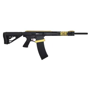 Genesis Arms Gen-12 3Gun Edition, 12 Gauge, 18.625 Barrel, 1- 10rd Magazine, Black & Gold, Semi-Auto Shotgun