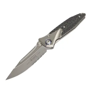 Microtech Socom Bravo Serrated Single Edge Standard Titanium Handle Carbon Fiber Scales Knife