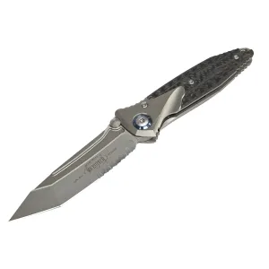 Microtech Socom Bravo Serrated Tanto Single Edge Standard Titanium Handle Carbon Fiber Scales Knife