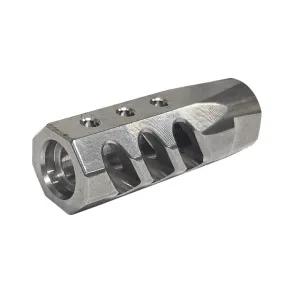F-1 Firearms Surplus Flat Faced Silver Muzzle Break 30 cal 1/2x28mm - SILVER