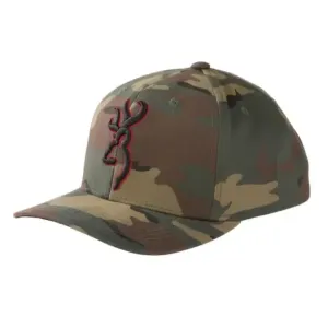 BRN CAP WOODLAND CAMO RED LOGO