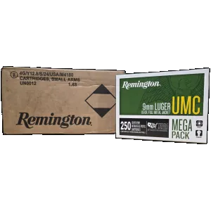 Remington Ammo UMC Handgun 9mm, 115gr FMJ, 1000rd Case
