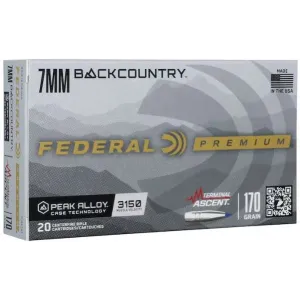 Federal P7BCTA32 BackCountry  7mm BC 170gr Terminal Ascent 20 Per Box/10 Case