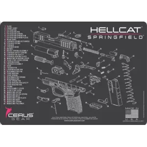 SPRINGFIELD HELLCAT SCHEMATIC PROMAT - CHARCOAL GRAY/PINK, 12 X 17