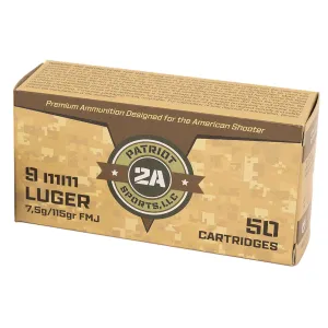 PATRIOT SPORTS LLC P9MM115F   9mm 115gr Full Metal Jacket 50 Per Box/20 Case