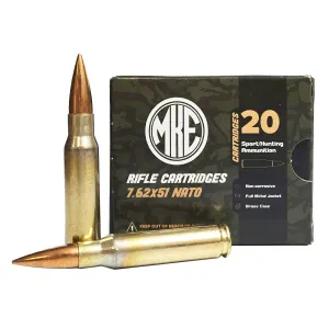 MKE 7.62x51mm NATO (308) 147 GR FMJ BRASS RIFLE AMMUNITION 20rd BOX