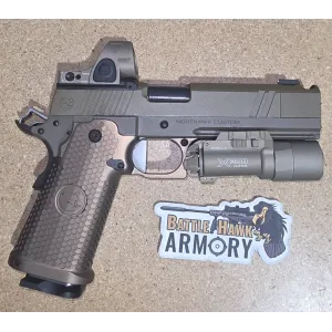 USED- Nighthawk Custom Sand Hawk, 9mm, 5 Barrel, 2- 17rd Magazines, RMR Ready, Pistol ***LIKE NEW CONDITION***