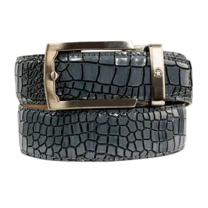 Nexbelt Crocodile Embossed Leather Dress Belt, 1 3/8 Wide, Up to 45 Waist, Grey