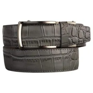 Nexbelt Alligator Embossed Leather Dress Belt, 1 3/8 Wide, Up to 45 Waist, Grey