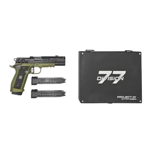 Wilson Combat Division 77 Project 1 Color 2, 9mm, 5 Comp'd Barrel, Black Over Green, 1 of 100 w/ Limited Edition Serialized Box & Coin, Optics Ready, Pistol