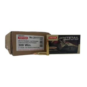 Norma 20177382 White Tail 308 Win 150gr Soft Point PSP 200rd CASE