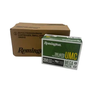 Remington Ammunition 23721 UMC .380 ACP 95 Gr Full Metal Jacket (FMJ) 1000rd CASE