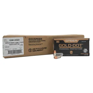 SPEER GOLD DOT PERSONAL PROTECTION 9MM LUGER 115 GR GDHP AMMUNITION 500 RD CASE
