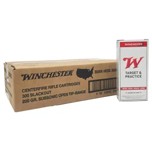 Winchester Ammo Target & Practice 300 Blackout 200 Gr SUBSONIC Open Tip Range Ammunition 200 rd CASE