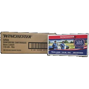 Winchester Ammo USA 250th Tribute Target & Practice 9mm, 115gr FMJ, 1000rd Case