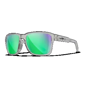 Wiley X AC6TRK07 Trek Captivate Polarized Green Mirror Lenses/Gloss Crystal Light Grey Frame Sunglasses
