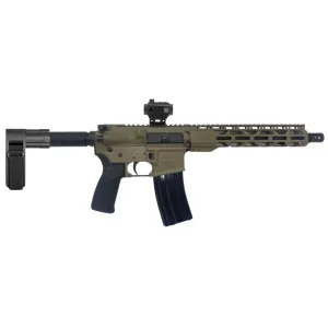 Radical Firearms RF-15, 5.56mm, 10.5 Barrel, 1- 30rd Magazine, RPR Handguard, FDE, Pistol w/ Brace & Red Dot