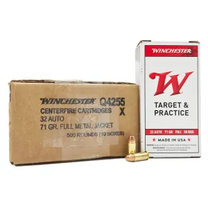Winchester Ammo Q4255 USA 32 ACP 71 gr Full Metal Jacket (FMJ) 500 rd CASE