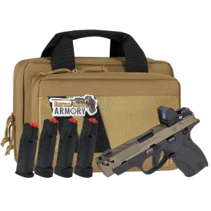 Smith & Wesson P.C. Bodyguard 2.0 Carry Comp, .380acp, 3.1 Ported Barrel, w/ Thumb Safety, FDE / Black Pistol Bundle w/ 4 Magazines, Savior Bag, Optic Cut & CT Rad Green Dot
