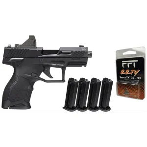 Taurus TX22 Compact Rainmaker Package, .22 LR, 3.5 Threaded Barrel, 5x 13rd Magazines, Pistol w/ RFX11 Green Dot & Freedom Finger FRT