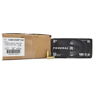 FEDERAL BLACK PACK 38 SPECIAL 125 GRAIN FULL METAL JACKET AMMUNITION 600 rd CASE (4x150rd Boxes)