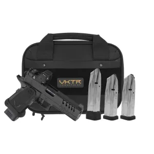VKTR Industries VKP Pro Double Stack 1911 9mm 2x16 & 2x20rd Mags 4.4 Bull Barrel Trijicon RMR HD 3.25 Black Pistol