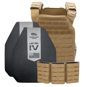 Predator Armor Level IV Loaded Bundle - Ceramic - Coyote - Body Armor Kit