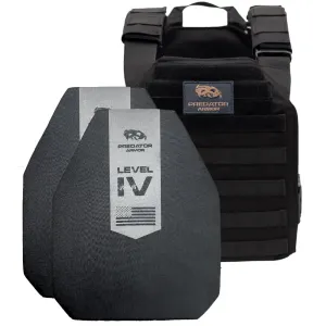 Predator Armor Level IV Plate Carrier Package - Ceramic - Black - Body Armor Kit