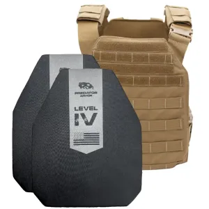 Predator Armor Level IV Plate Carrier Package - Ceramic - Coyote - Body Armor Kit
