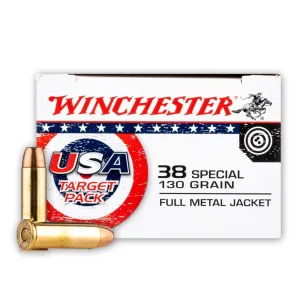 Winchester 38 Special 130gr FMJ USA Target Pack Ammunition 50rd Box