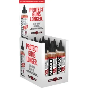 REAL AVID GUN MAX GUN OIL 4 OZ. BOTTLE 12PC. DISPLAY