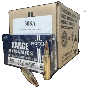 Fiocchi Range Dynamics .308win, 150gr FMJBT, 200rd Case