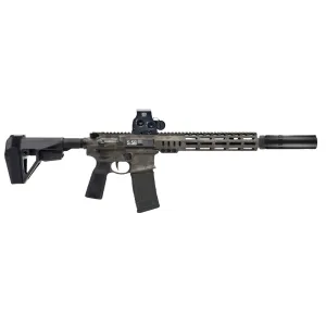SOLGW MK1 CAR 5.56 NATO 30rd 11.5 416SS Barrel HUXWRX Muzzle Device MK1 Camo Pistol w/ Eotech & Fireteam556 Suppressor