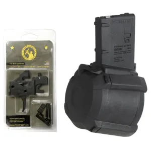 Partisan Triggers Disruptor AR-15 FRT 3 Position Black Drop-In Forced Reset Trigger + Magpul PMAG D-60 5.56/.223 60-Round Drum Magazine
