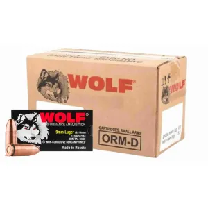 Wolf N919FMJ BiMetal Steel 9mm Luger 115 gr Full Metal Jacket (FMJ) Ammunition 1000rd Case