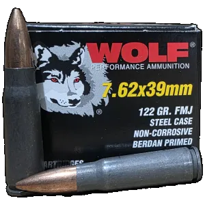 Wolf Steel Case Non-Corrosive 7.62x39mm, 122gr FMJ, 20rd Box