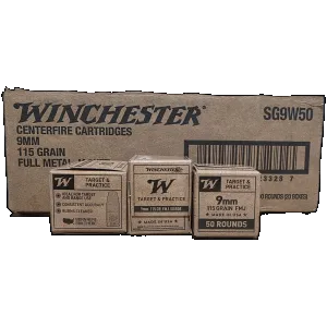 Winchester Service Grade Target & Practice 9mm, 115gr FMJ, 1000rd Case