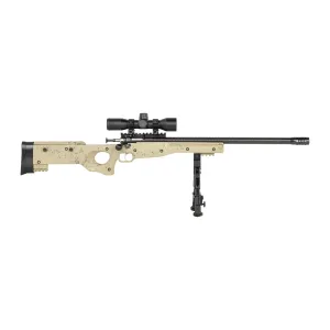 Crickett KSA2143 My First Rifle CPR 22 LR 1rd 16.13 Carbon Fiber Threaded Barrel, Picatinny Rail Receiver, Adj Bipod Forend, Tan w/Black Webbing Thumbhole