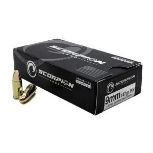 Scorpion Ammo Subsonic Competition 9mm 147gr RN USPSA Match Certified Ammunition 50 rd Box