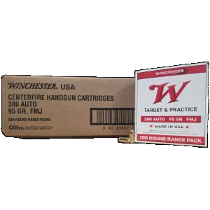 Winchester Target & Practice .380 Auto, 95gr FMU, 1000rd Case