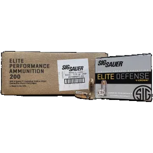 Sig Sauer Elite Defense V-Crown 9mm, 115gr JHP, 200rd Case