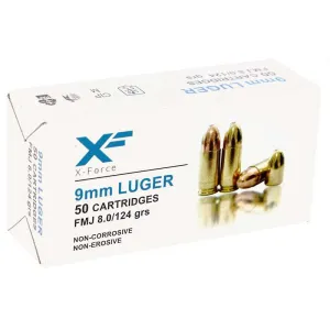 ATS X-FORCE SUMBRO 9mm 124gr Brass Pistol Ammunition 50rd Box