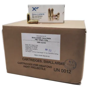 ATS X-FORCE SUMBRO 9mm 124gr Brass Pistol Ammunition (20x50rd) 1000rd Case