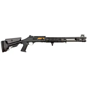 Orthos Raider S4 Pew View Elite 12 GA 18.5 Barrel SHOCK FORCE FIBERTRON LED Topo Engraved Black Shotgun