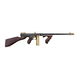 Auto-Ordnance T1ABTG 1927A-1 Deluxe Special Edition Carbine 45 ACP 20+1 18 Black Compensated Barrel, Black Steel w/Titanium Gold Appointments Receiver, American Walnut Furniture, Gold Plated Buttplat