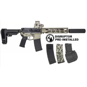 VKTR VK-1P, 5.56mm, 10.5 CHF Barrel, Grey & FDE Mashup w/ Disruptor Forced Reset Trigger Installed, 3x 30rd, 1x 60rd Magazines, Pistol Duty Kit w/ Fireteam556 Suppressor & Eotech Sight