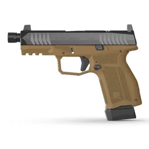 Arex Delta M Tactical 9mm / 1x15rd Mag, 1x 15+2 Mag / 1/2 x 28 Threaded Barrel / Serialized Trigger Assembly / Interchangeable Frame and Backstraps / Ambi Magazine Release & Slide Release / Suppressor Height Sights / 5x Optics Plates / FDE